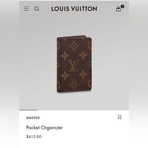 Louis Vuitton Pocket Organizer Bilfold Monogram Wallet